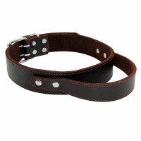 Genuine Leather Dog Collar Durable Real Leather Training Collars For Medium Large Dogs Pets Pitbull With Quick Control Handle